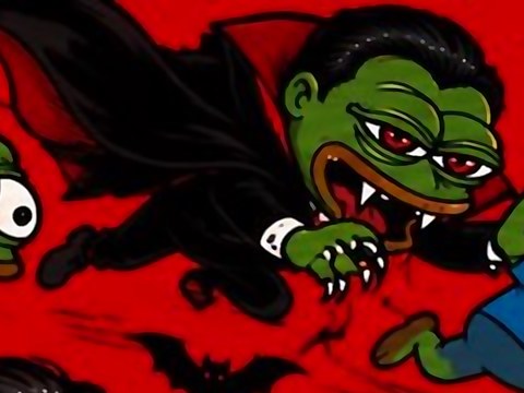 Vampe swooping in, cape spread, fangs out